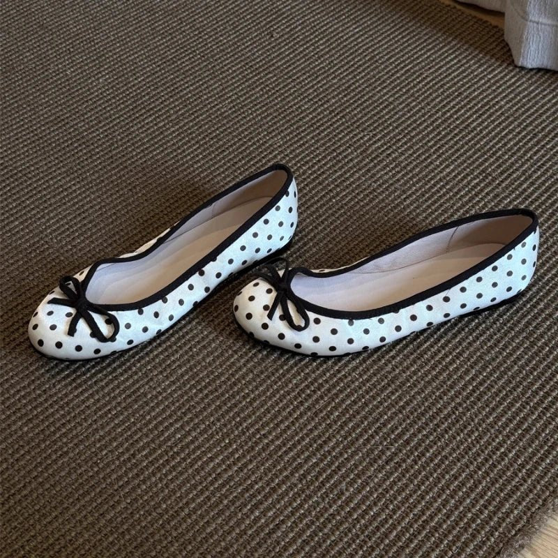SOERA Georgette Polka Dot Ballet Flats - Shoes -  White 36