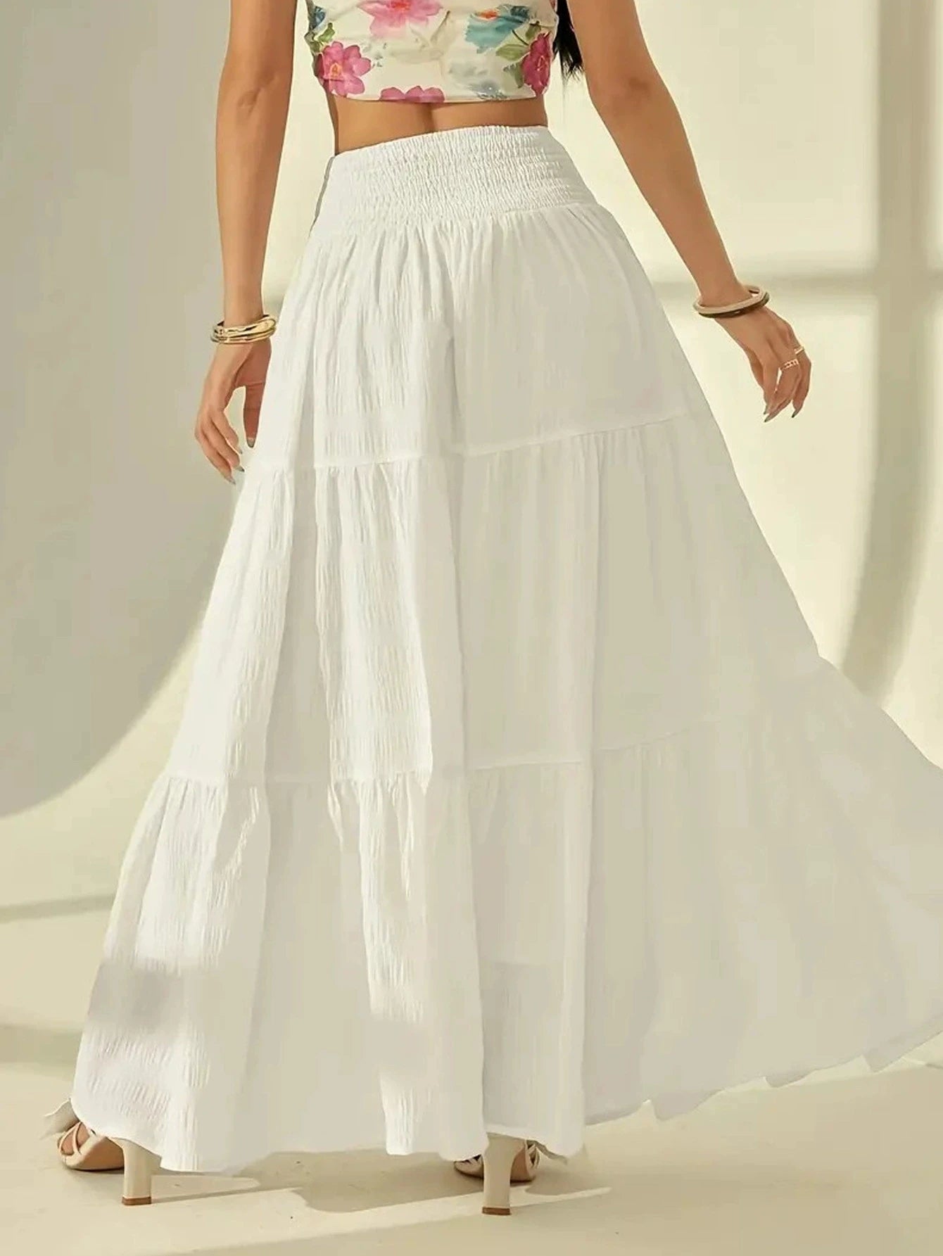 SOERA Celeste Layered Maxi Skirt - Skirt -  White 2XL