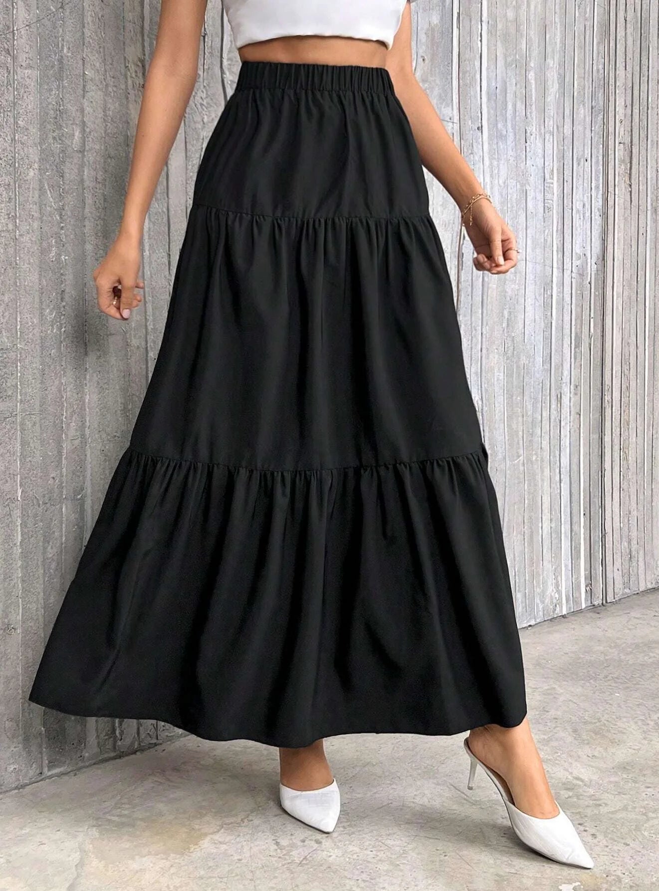 SOERA Idalia High Waist Flounce Hem A - Line Skirt - Skirt -  Black S