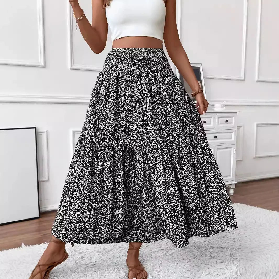 SOERA Rivka Boho Floral Maxi Skirt - Skirt -  Floral Black S