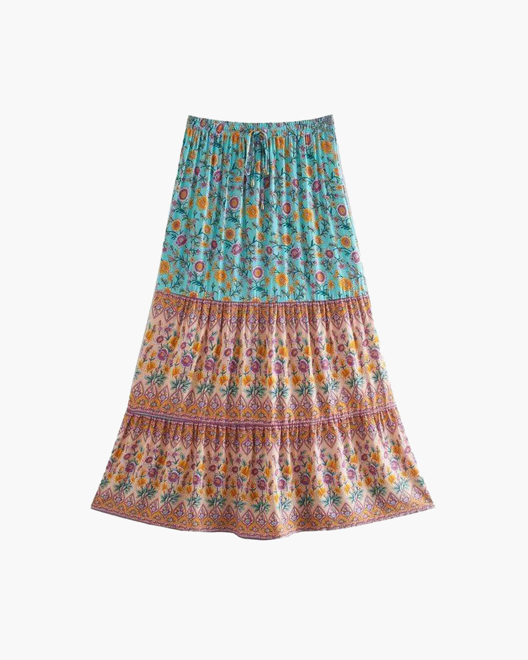 SOERA Bianca Floral Print Boho Beach Skirt - Skirts - SOERA-659267-GRE-M-59011 Turquoise M