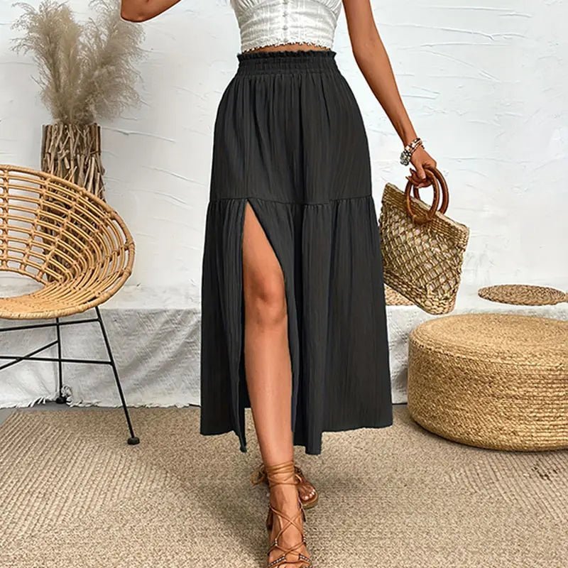 SOERA Maia Bohemian Midi Ruffle Skirt - Skirts -  Black S