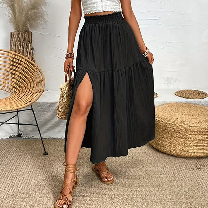 SOERA Maia Bohemian Midi Ruffle Skirt - Skirts -  Black S