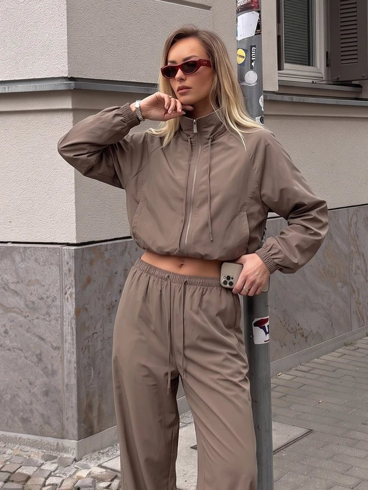 SOERA Amy Sport Suit Jacket & Wide Leg Pants - Suit - SOERA-625667-BRO-L-45507 Jacket L