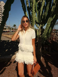 Completo Beatrice in maglia con frange