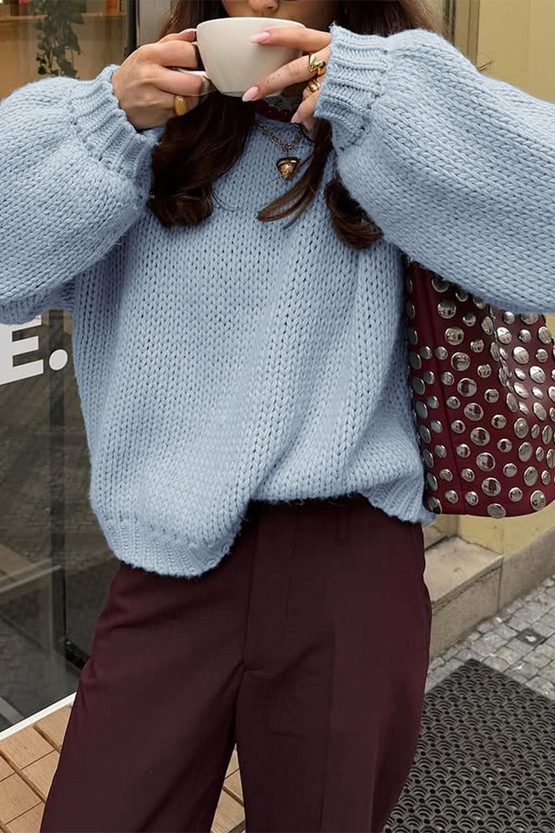 SOERA Amanda Cream Crew Neck Layering Sweater - Sweater - SOERA-319619-S-BLUE-85859 Blue S