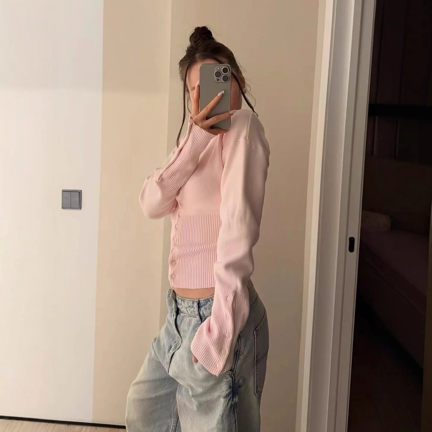 SOERA Catherine Buttoned Slim Cardigan - Sweaters & Cardigans - 1005010516766962-;CB1774012032137686419 Pink M