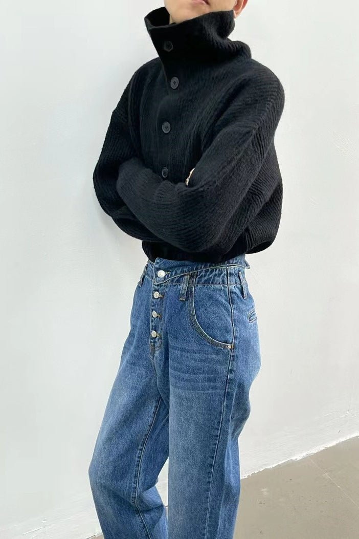 SOERA Donna Ribbed Funnel Neck Cardigan - Sweaters & Cardigans - kW1770276357232426109 Black One Size