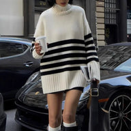 Maglione a Collo Alto a Righe Oversize Flora