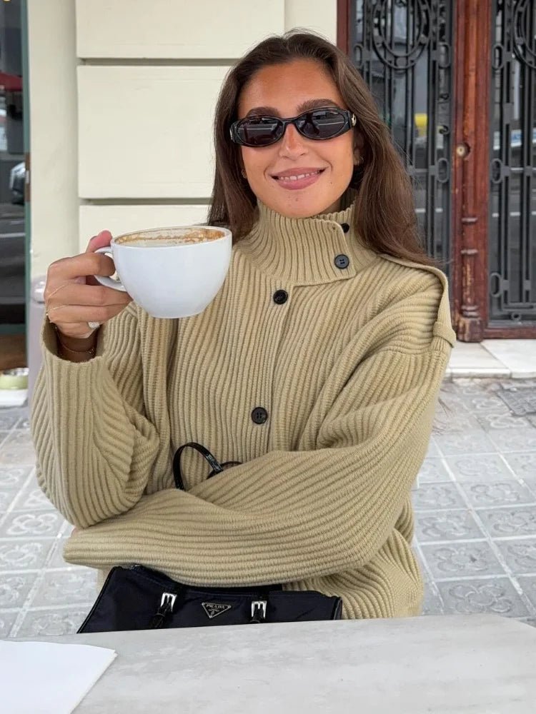 SOERA Kylie Knitted High Neck Cardigan - Sweaters & Cardigans - 1005010080728844-;Iz1775436738222511735 Yellow XS