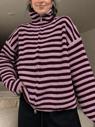 Hanna Striped High-Neck Knit Sweater