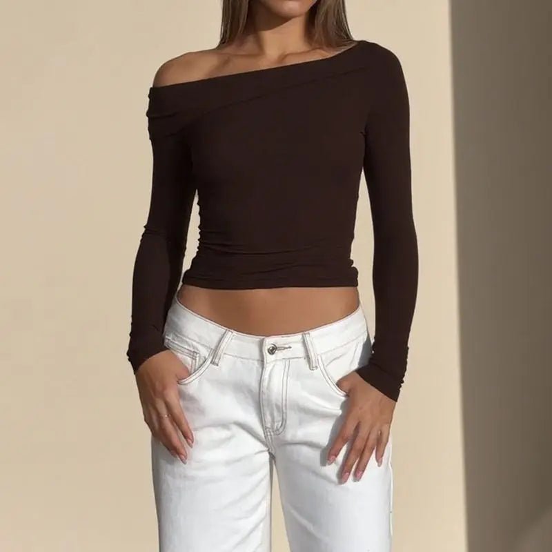 SOERA Glenda Asymmetrical Off Shoulder Top - T-Shirts - 3256810007945281-;cz1763778893778205463 White S