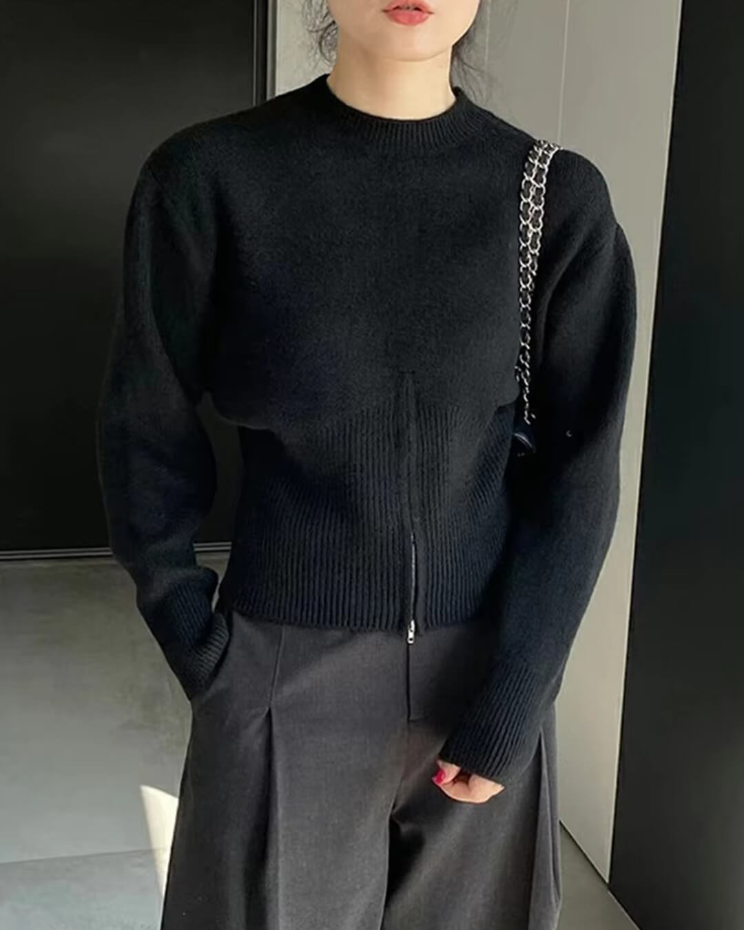 SOERA Amara Slim Waist Pullover - Tops - 1005010053567470-;AH1764703454252009611 Black S