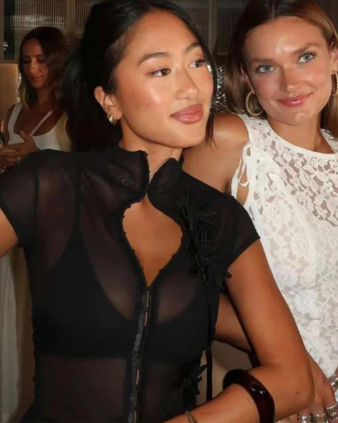 SOERA Elsie Sheer Mock Neck Top - image resizing - Tops - 1005008658631996-;CS1775623626384782284 Black S