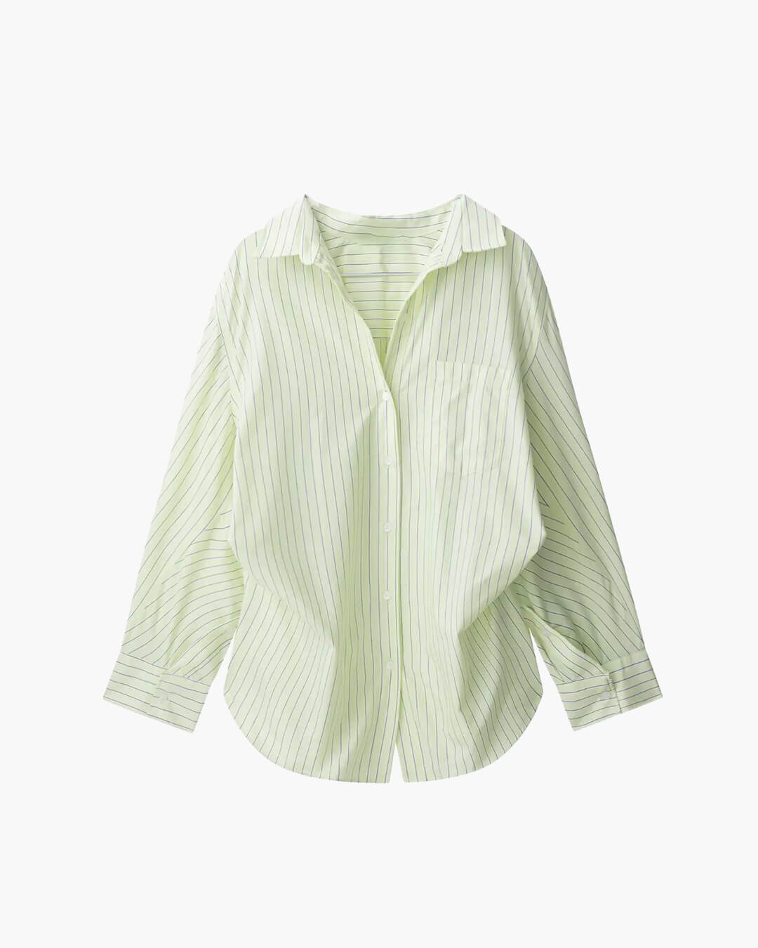 SOERA Gaile Bat Sleeve Striped Shirts - Tops - yV1774532669746684067 Light Green XS