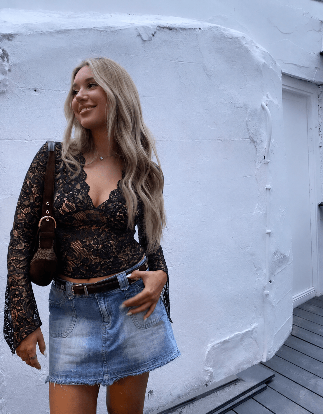 Sophia top in pizzo scollo a V