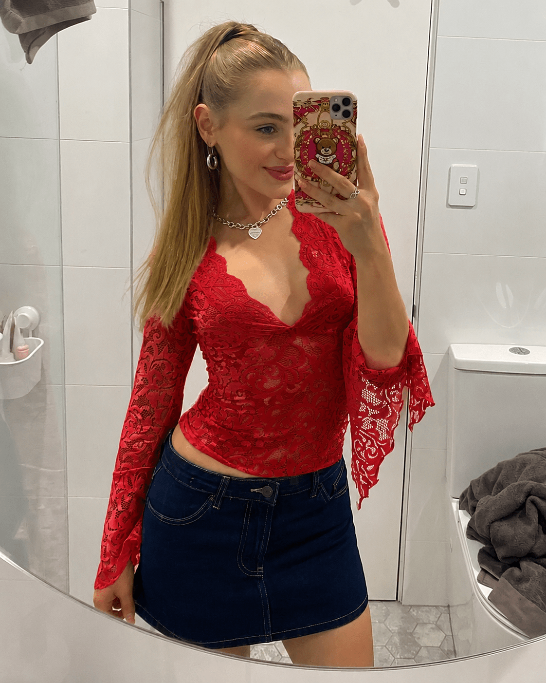 Sophia top in pizzo scollo a V