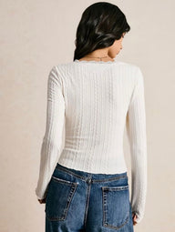Blusa a maniche lunghe Nyla con bordo in pizzo