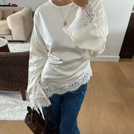 Serena top in raso e pizzo manica lunga