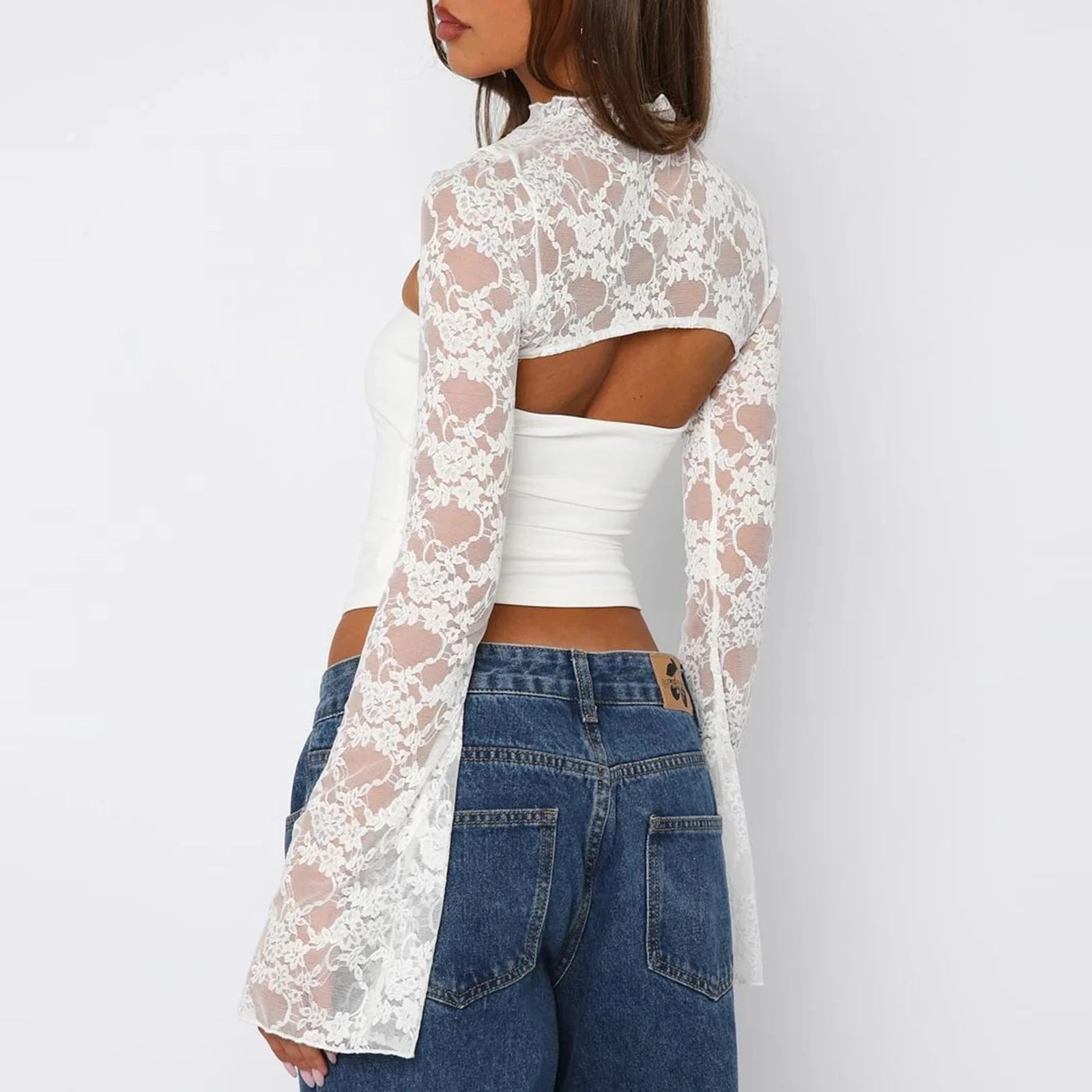 SOERA Sophia Lace Patchwork Long Sleeve Top - Tops -  White L