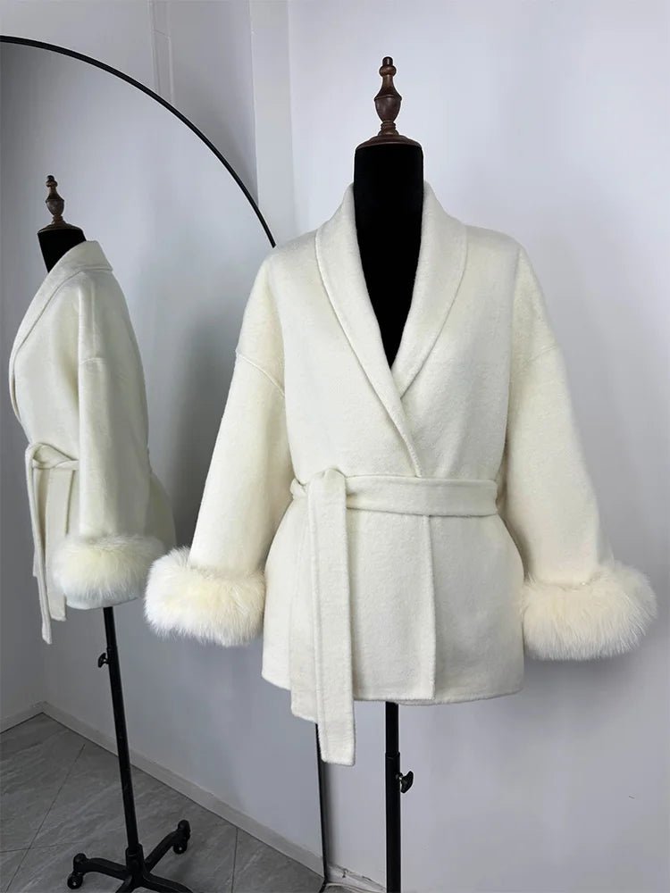 SOERA Wool Coat with Faux Fur - Women's Coats & Jackets - 3256809512722732-;wz1766845283307925885 White S